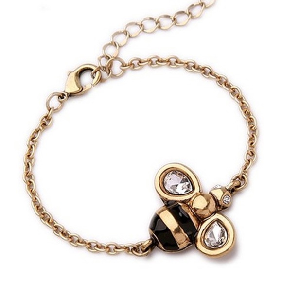 Jewelry - Crystal & Goldtone Bee Bracelet